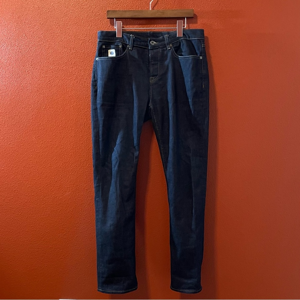 Pretty Green Men's The Erwood Slim Fit Indigo‎ Dye Blue Denim Classic Work Jeans
